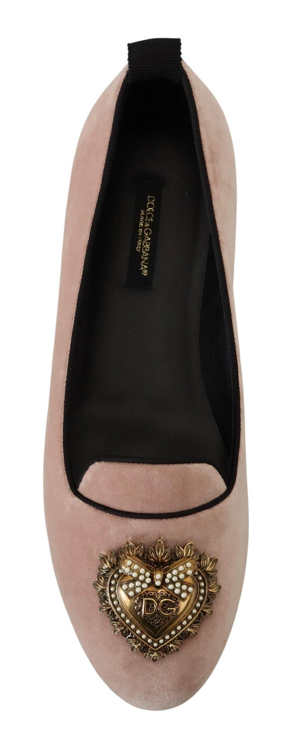 Dolce & Gabbana Elegant Pink Velvet Devotion Loafers - Hilstor