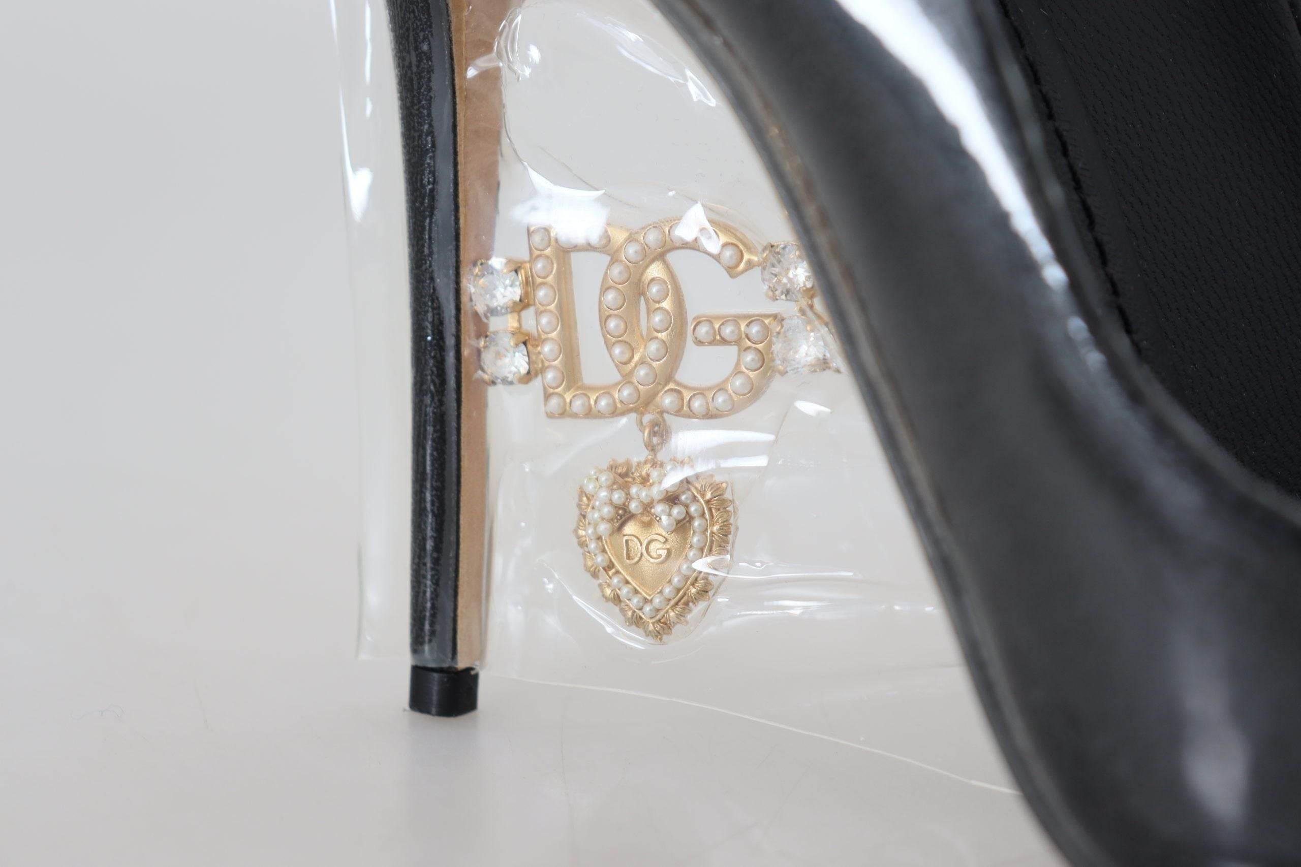 Dolce & Gabbana Elegant Black Gold Detail Heels Pumps - Hilstor