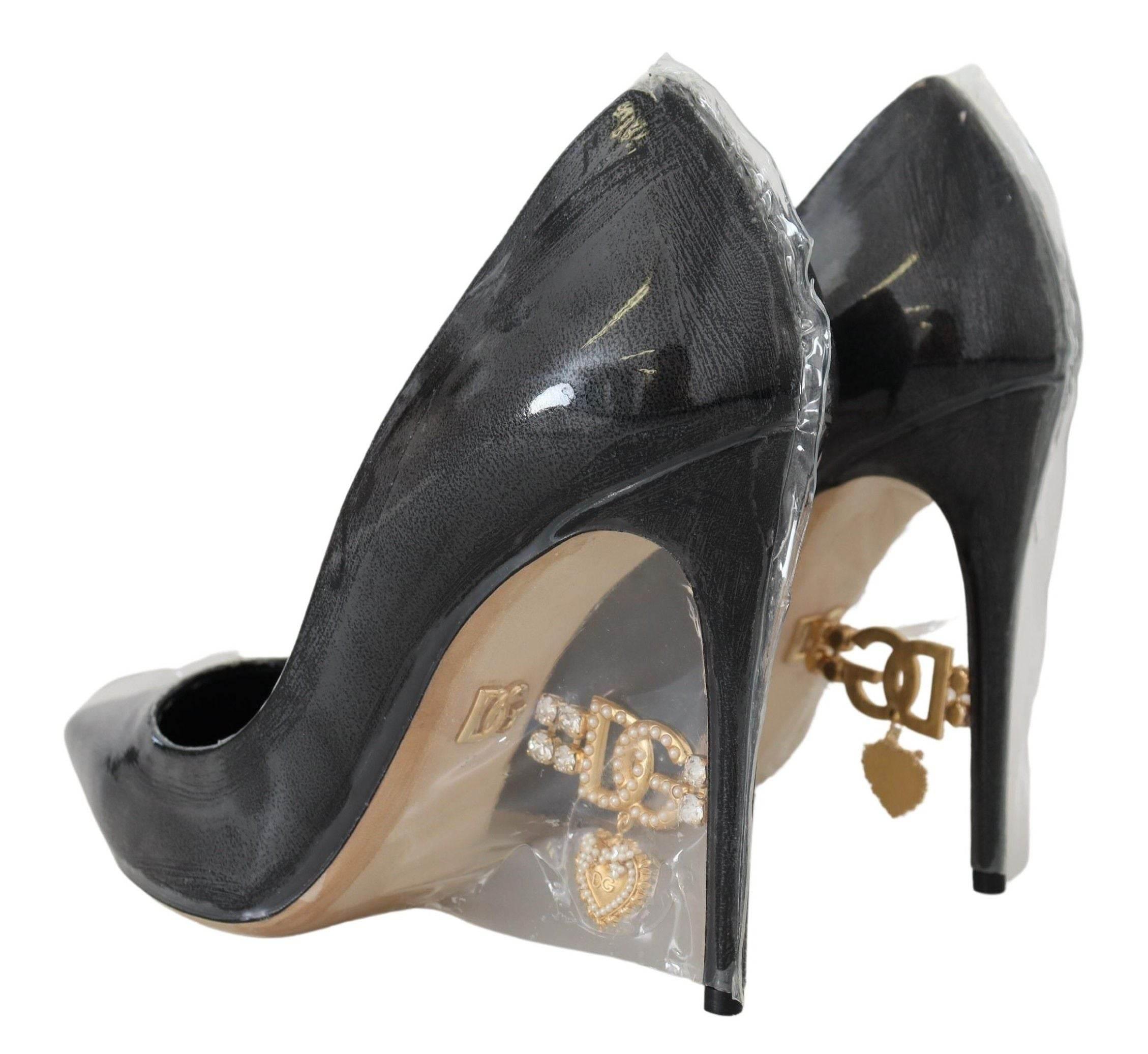 Dolce & Gabbana Elegant Black Gold Detail Heels Pumps - Hilstor