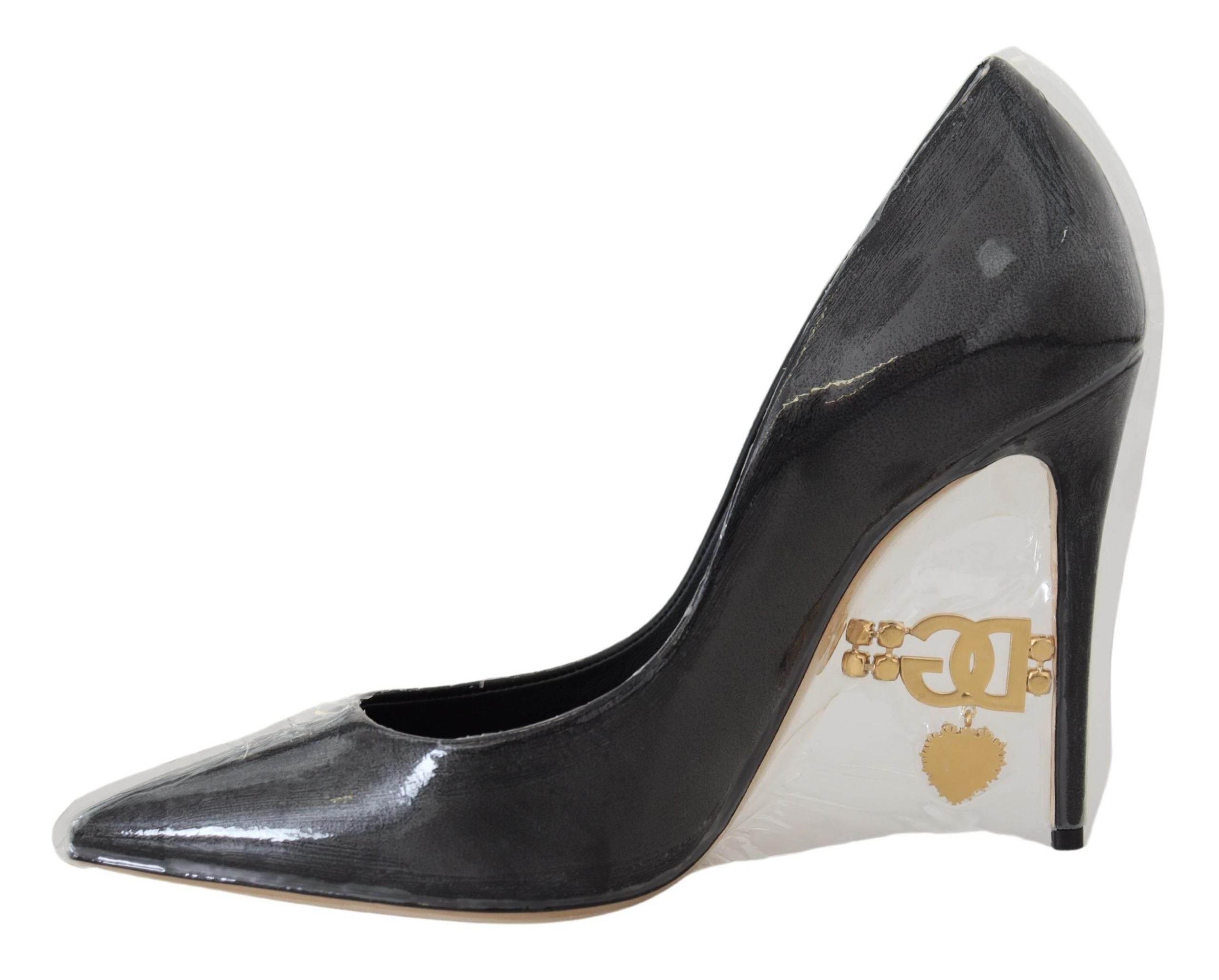 Dolce & Gabbana Elegant Black Gold Detail Heels Pumps - Hilstor