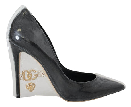 Dolce & Gabbana Elegant Black Gold Detail Heels Pumps - Hilstor