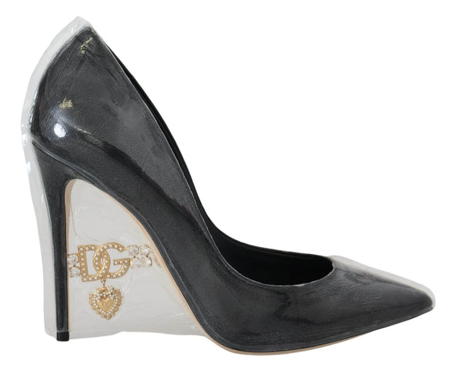 Dolce & Gabbana Elegant Black Gold Detail Heels Pumps - Hilstor