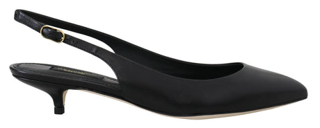 Dolce & Gabbana Elegant Black Leather Slingback Pumps - Hilstor