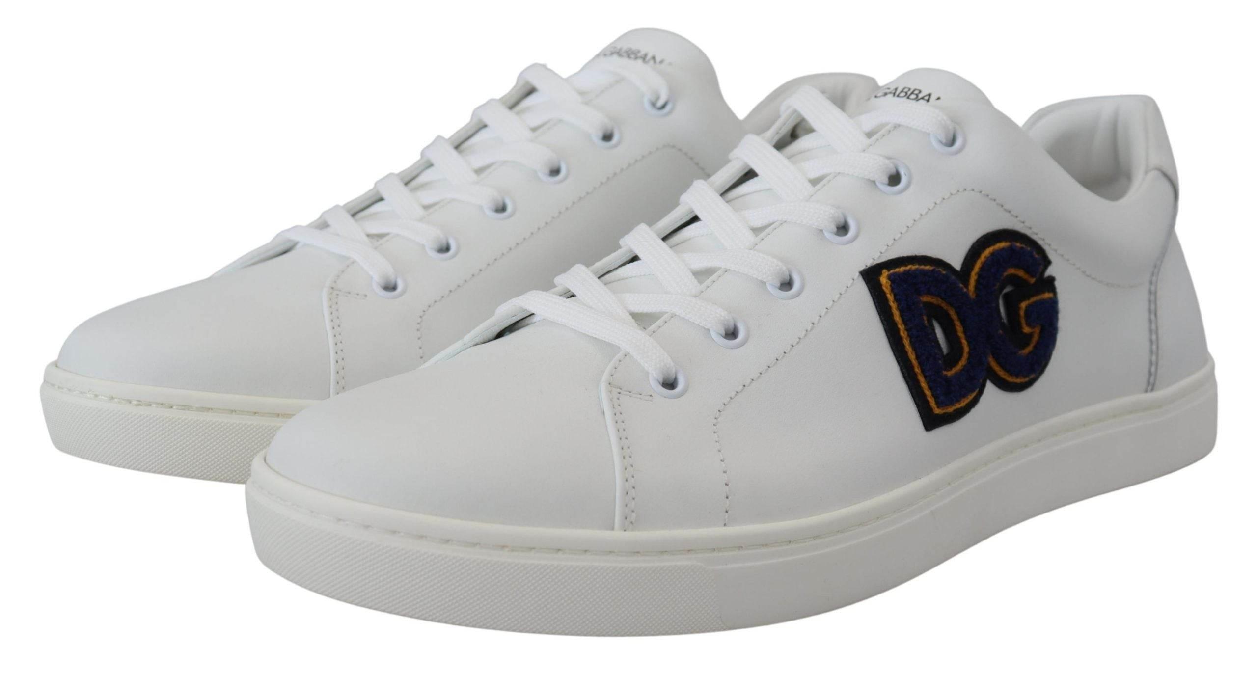 Dolce & Gabbana White Leather DG Logo Casual Sneakers Shoes - Hilstor