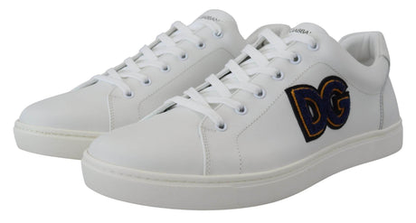 Dolce & Gabbana White Leather DG Logo Casual Sneakers Shoes - Hilstor