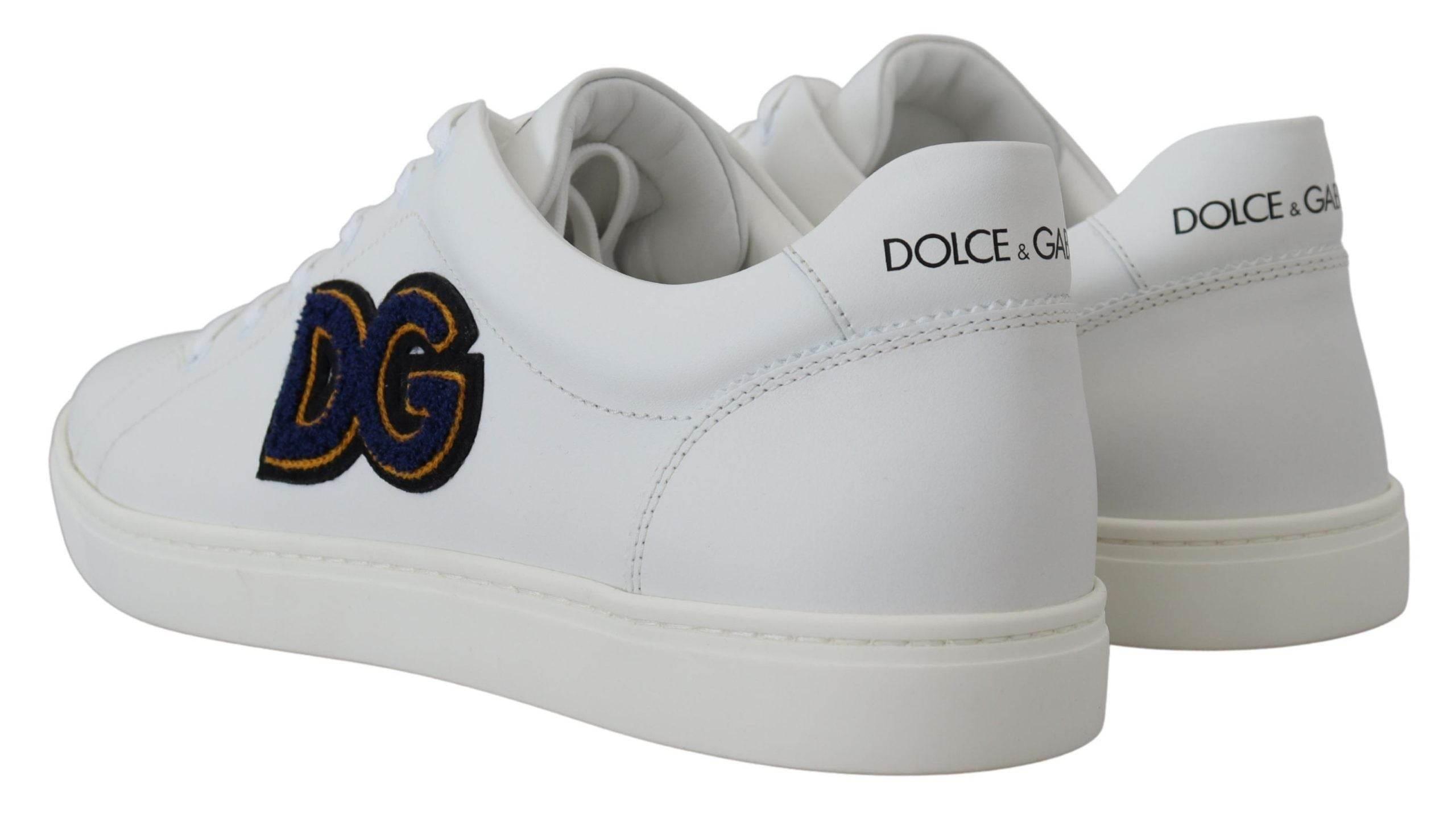 Dolce & Gabbana White Leather DG Logo Casual Sneakers Shoes - Hilstor