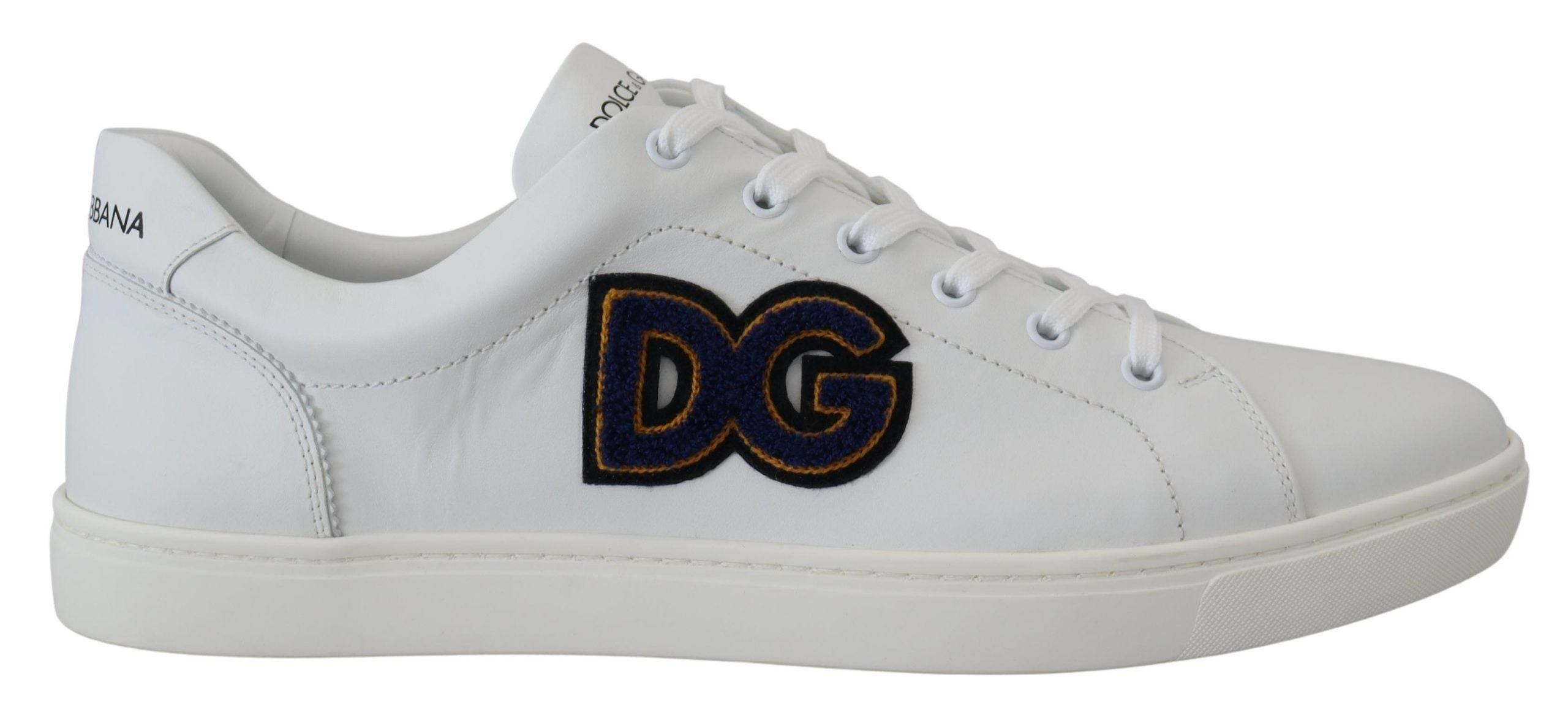 Dolce & Gabbana White Leather DG Logo Casual Sneakers Shoes - Hilstor