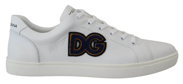Dolce & Gabbana White Leather DG Logo Casual Sneakers Shoes - Hilstor