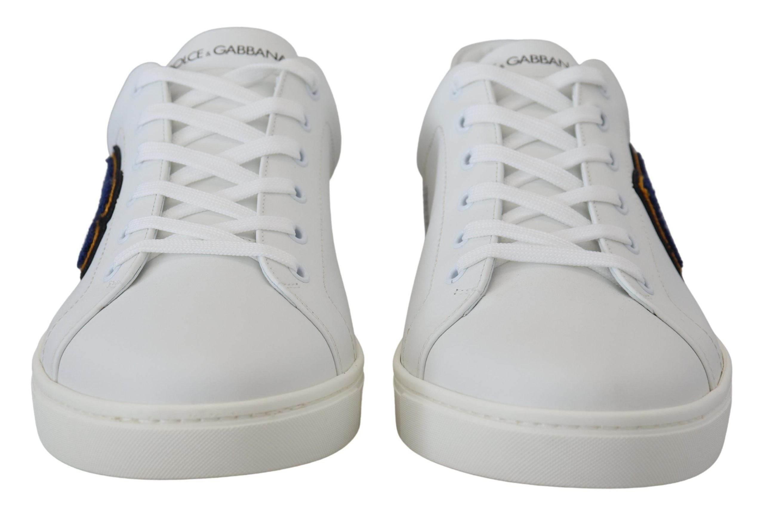 Dolce & Gabbana White Leather DG Logo Casual Sneakers Shoes - Hilstor
