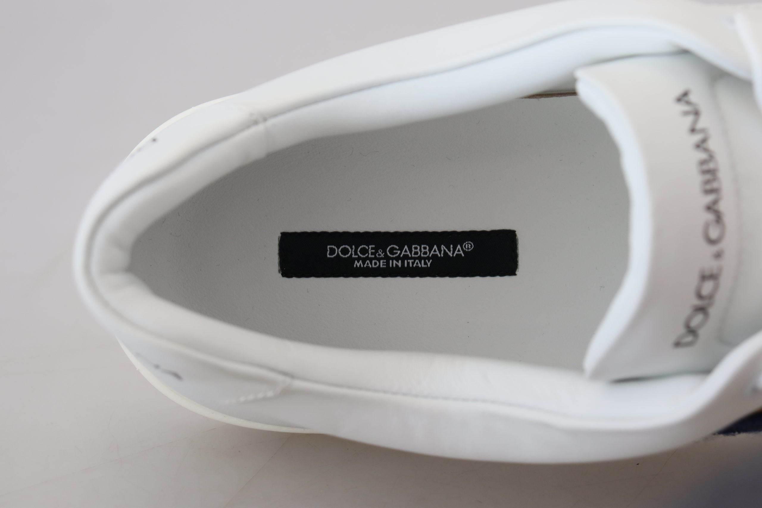 Dolce & Gabbana White Leather DG Logo Casual Sneakers Shoes - Hilstor