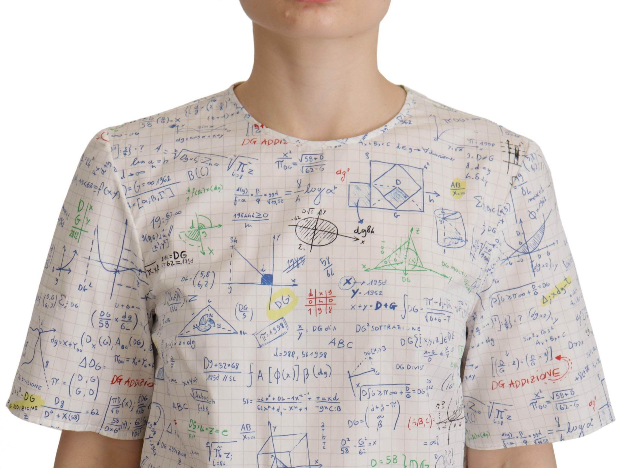 Dolce & Gabbana Algebra Print Round Neck Cotton Tee - Hilstor