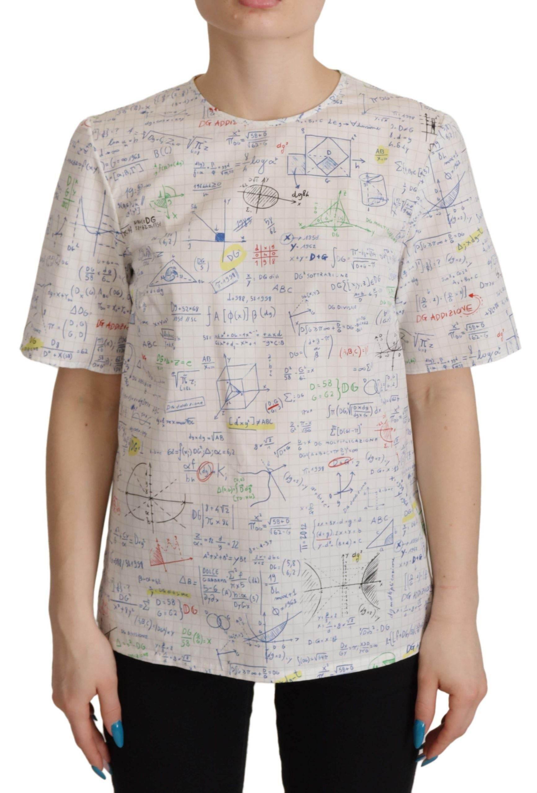 Dolce & Gabbana Algebra Print Round Neck Cotton Tee - Hilstor