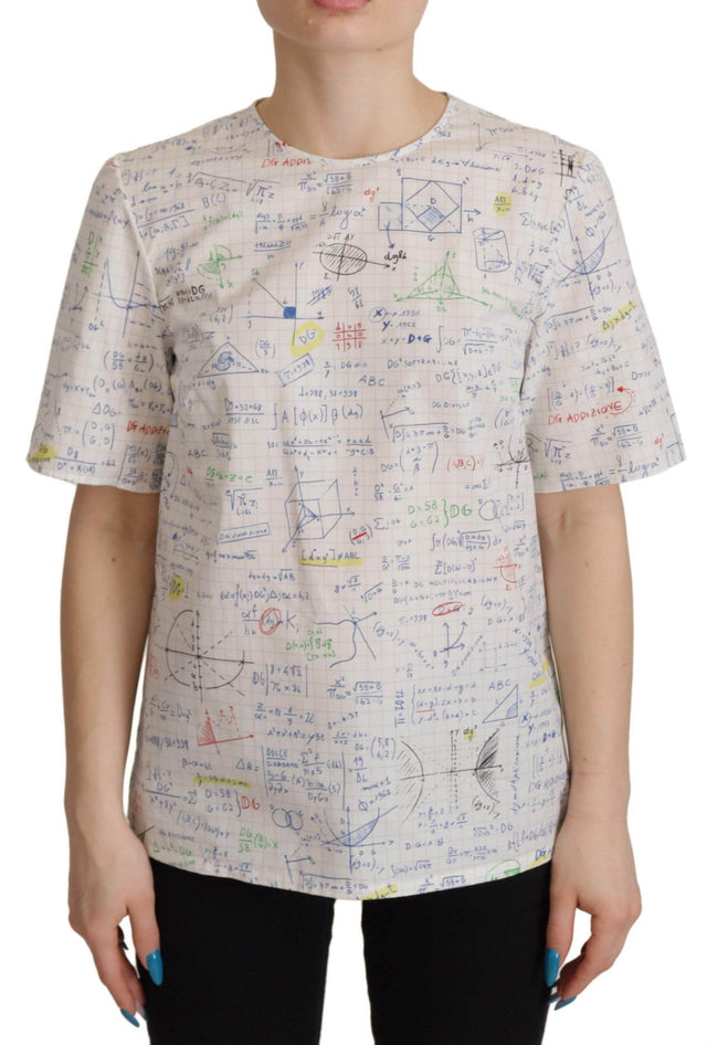 Dolce & Gabbana Algebra Print Round Neck Cotton Tee - Hilstor