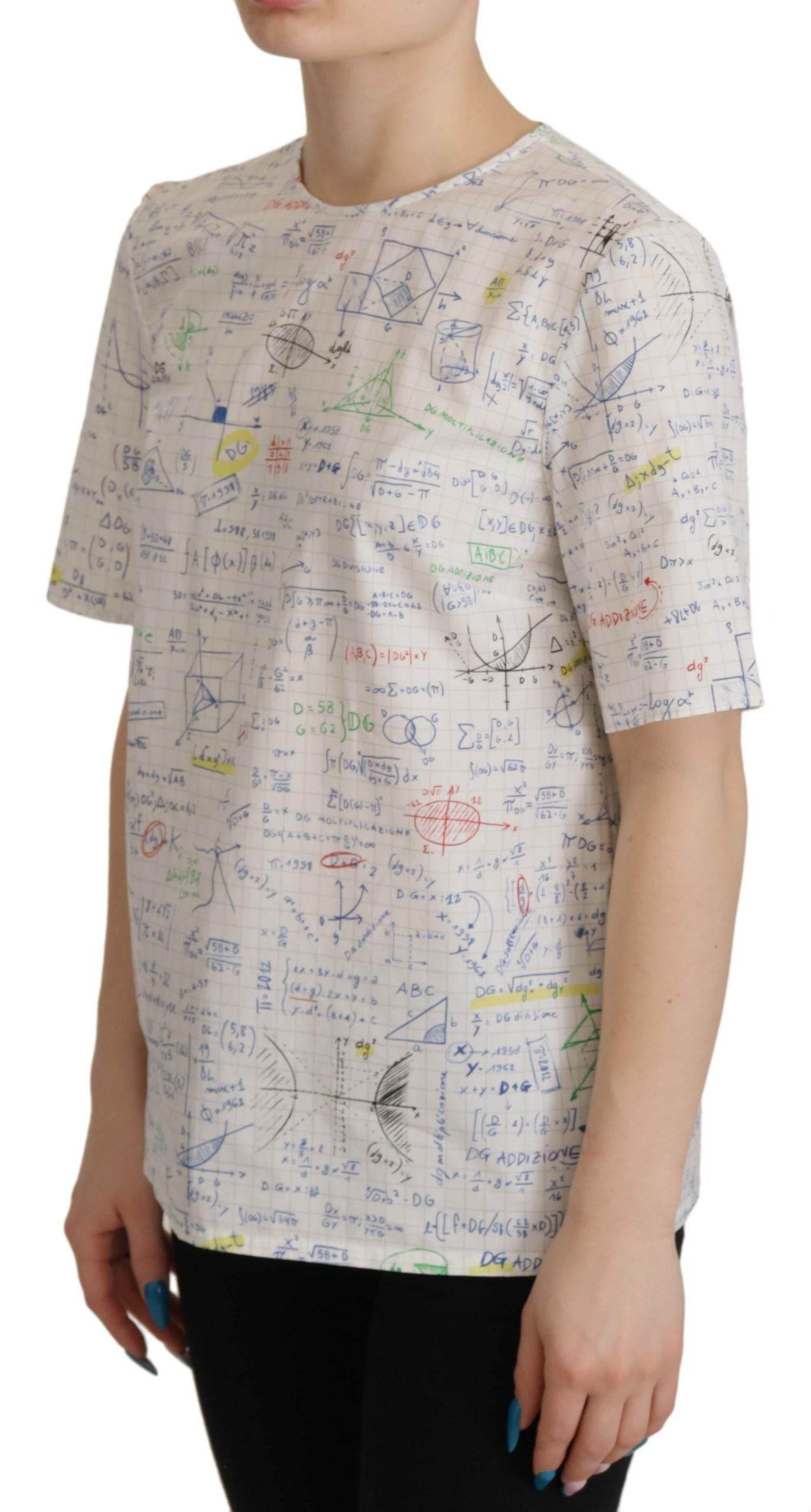Dolce & Gabbana Algebra Print Round Neck Cotton Tee - Hilstor