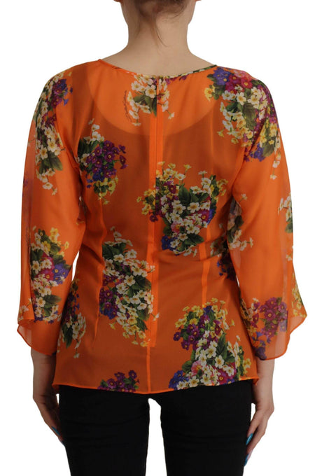 Dolce & Gabbana Elegant Floral Silk Blouse with Back Zipper - Hilstor