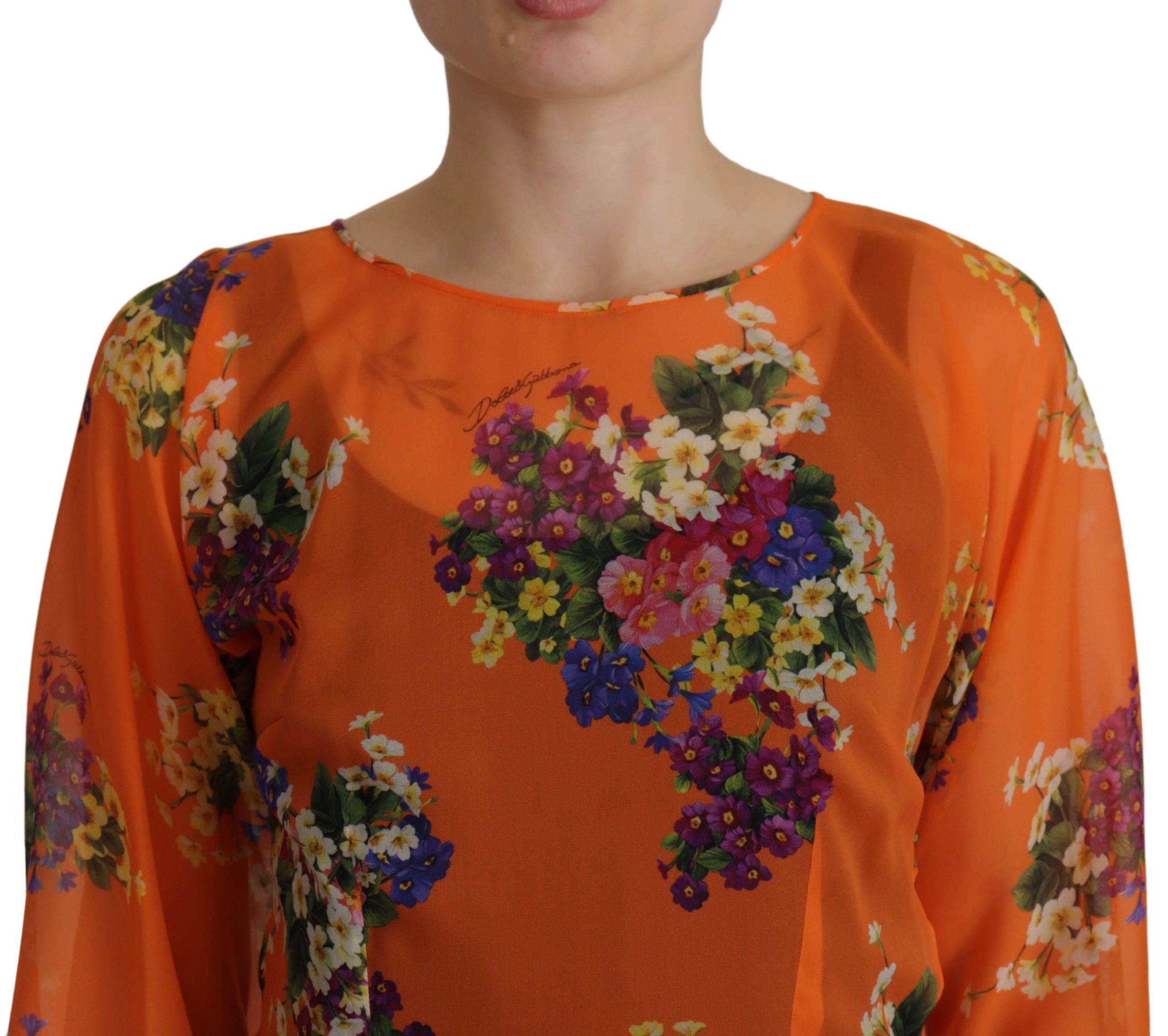 Dolce & Gabbana Elegant Floral Silk Blouse with Back Zipper - Hilstor