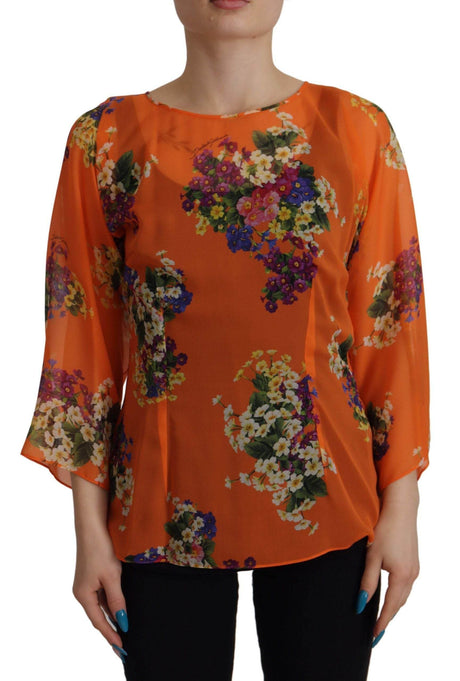 Dolce & Gabbana Elegant Floral Silk Blouse with Back Zipper - Hilstor