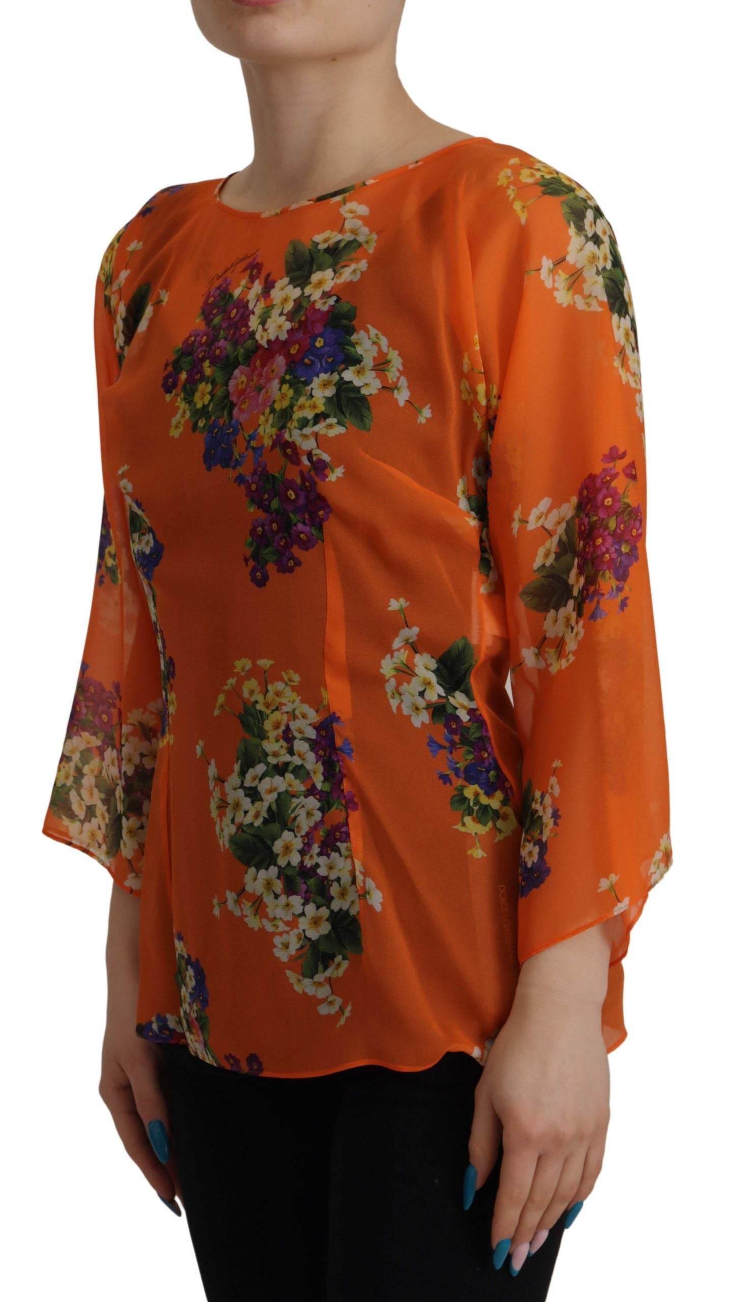 Dolce & Gabbana Elegant Floral Silk Blouse with Back Zipper - Hilstor