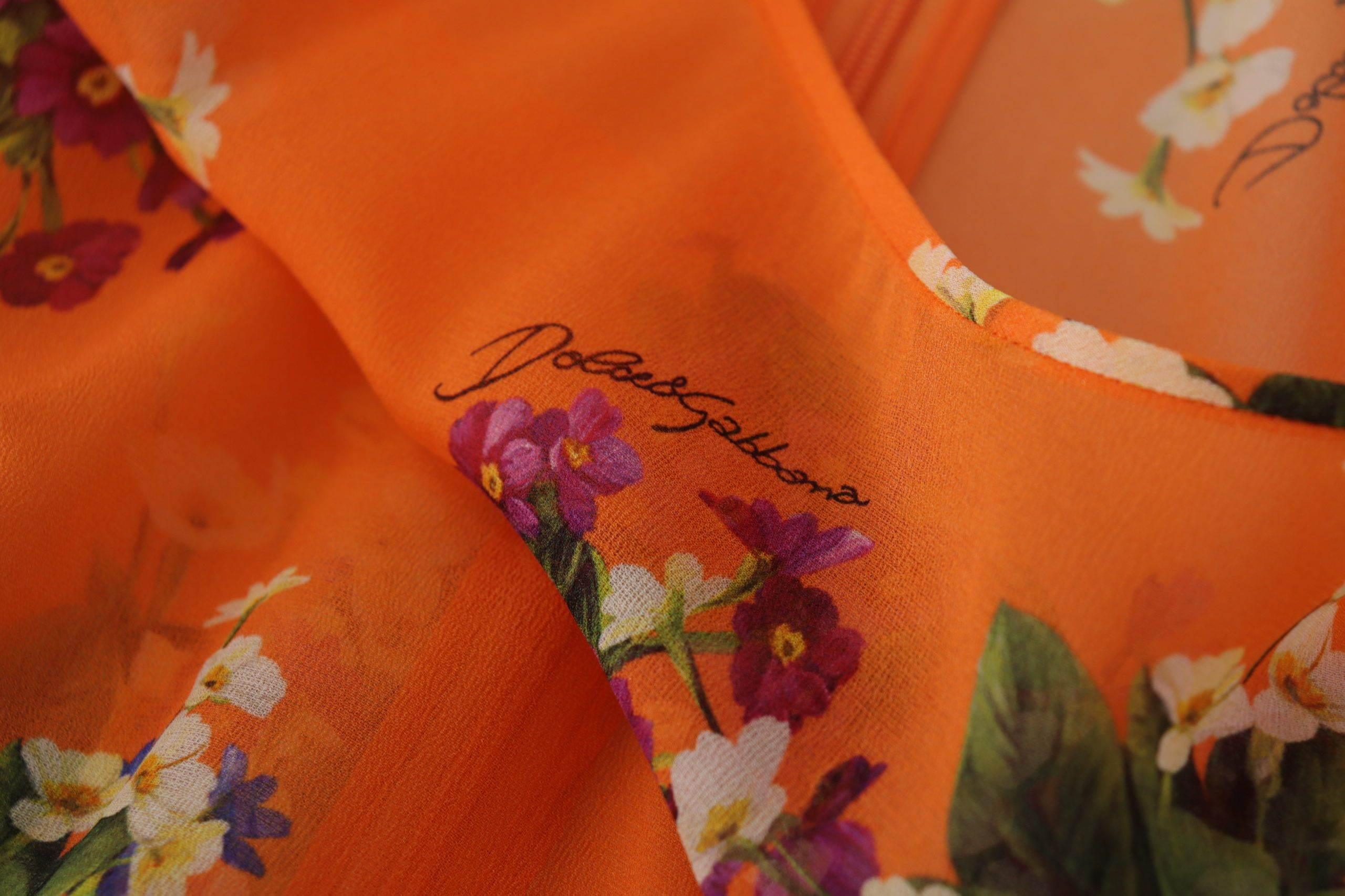 Dolce & Gabbana Elegant Floral Silk Blouse with Back Zipper - Hilstor