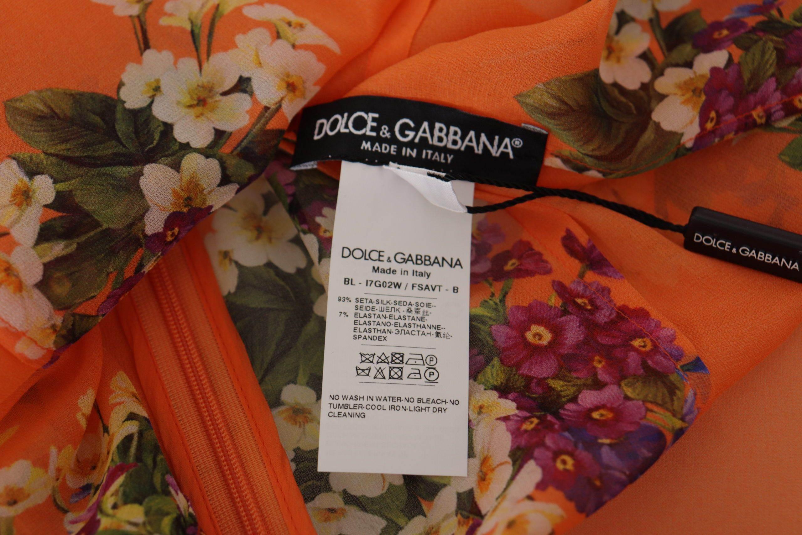Dolce & Gabbana Elegant Floral Silk Blouse with Back Zipper - Hilstor