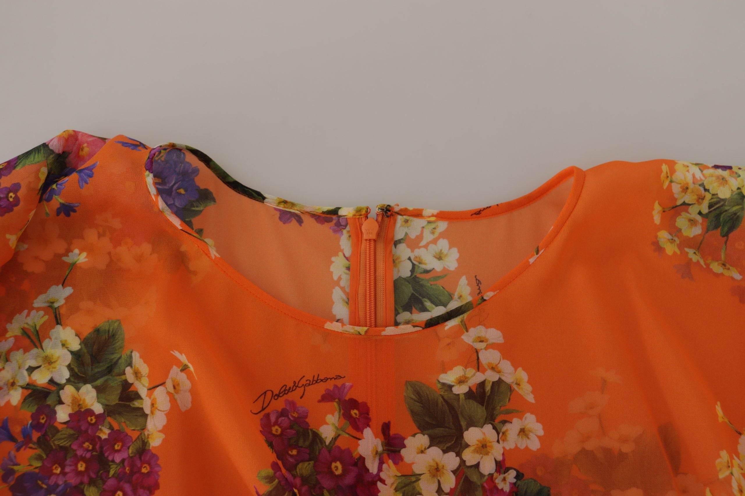 Dolce & Gabbana Elegant Floral Silk Blouse with Back Zipper - Hilstor