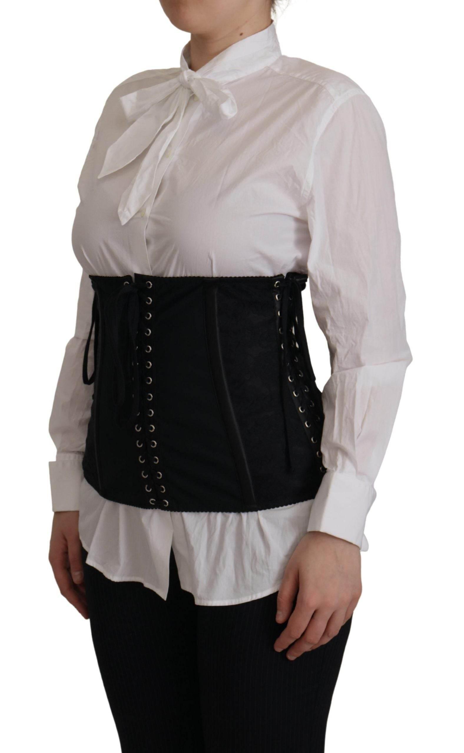 Dolce & Gabbana Black Corset Belt Stretch Waist Strap Top - Hilstor