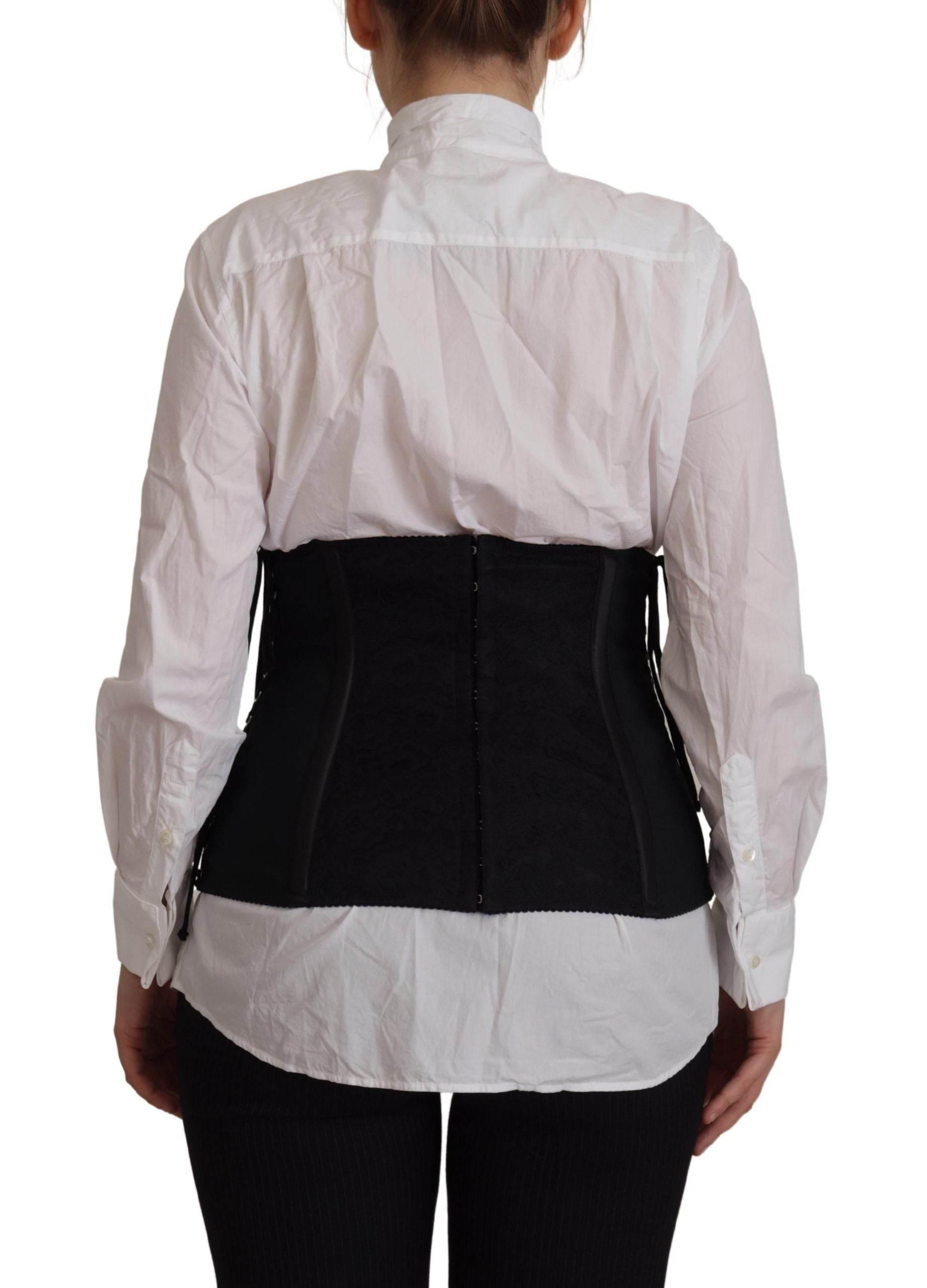 Dolce & Gabbana Black Corset Belt Stretch Waist Strap Top - Hilstor