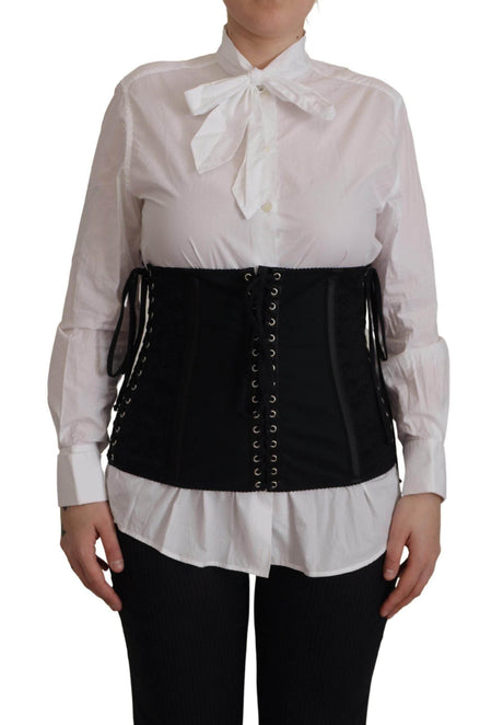 Dolce & Gabbana Black Corset Belt Stretch Waist Strap Top - Hilstor