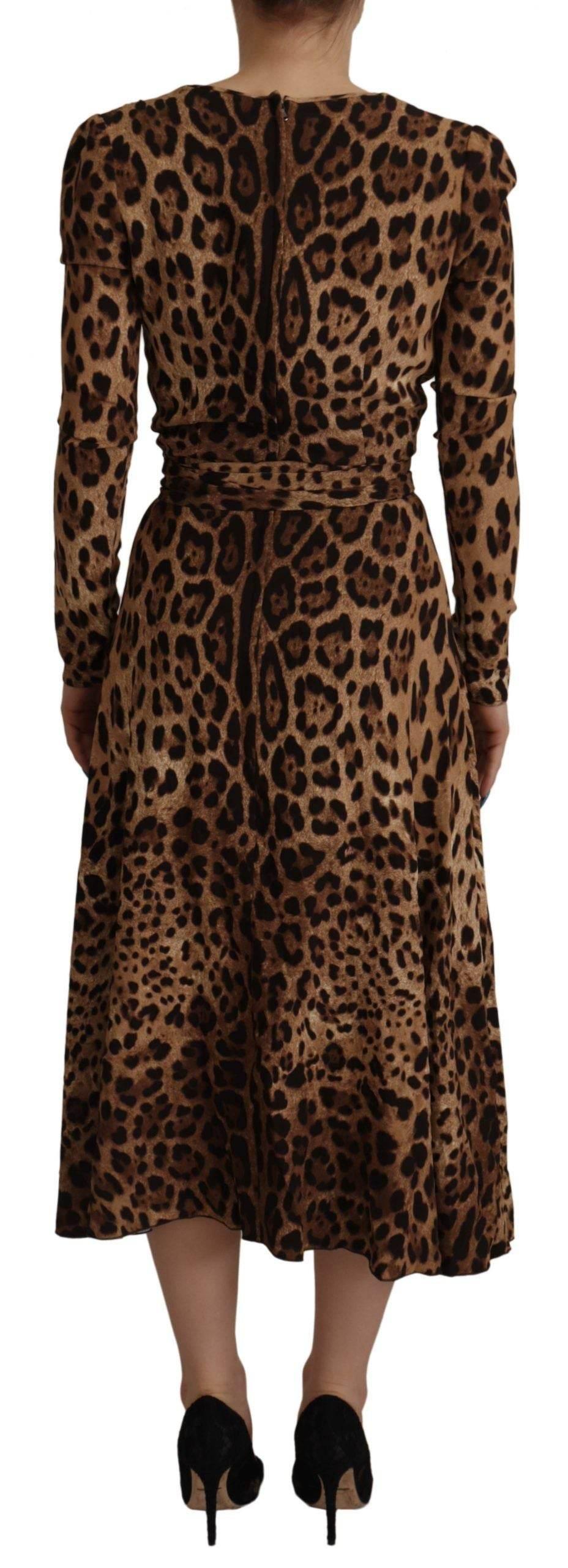 Dolce & Gabbana Brown Leopard Wrap A-line Maxi Viscose Dress - Hilstor