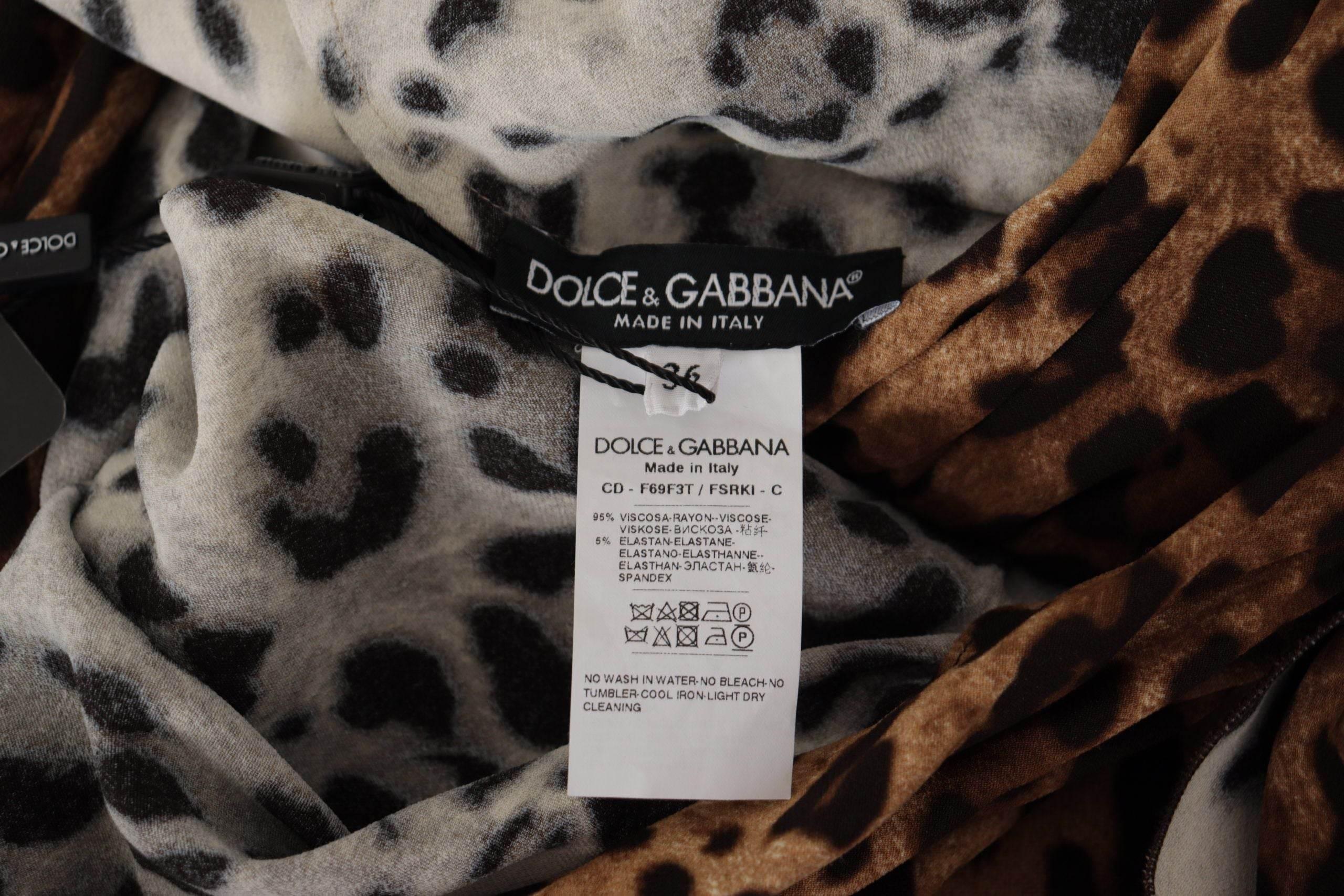 Dolce & Gabbana Brown Leopard Wrap A-line Maxi Viscose Dress - Hilstor