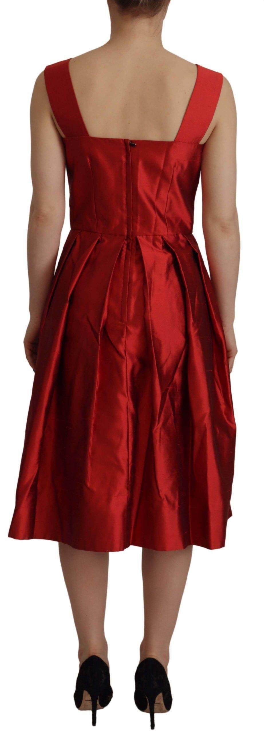 Dolce & Gabbana Radiant Red Silk A-Line Midi Dress - Hilstor