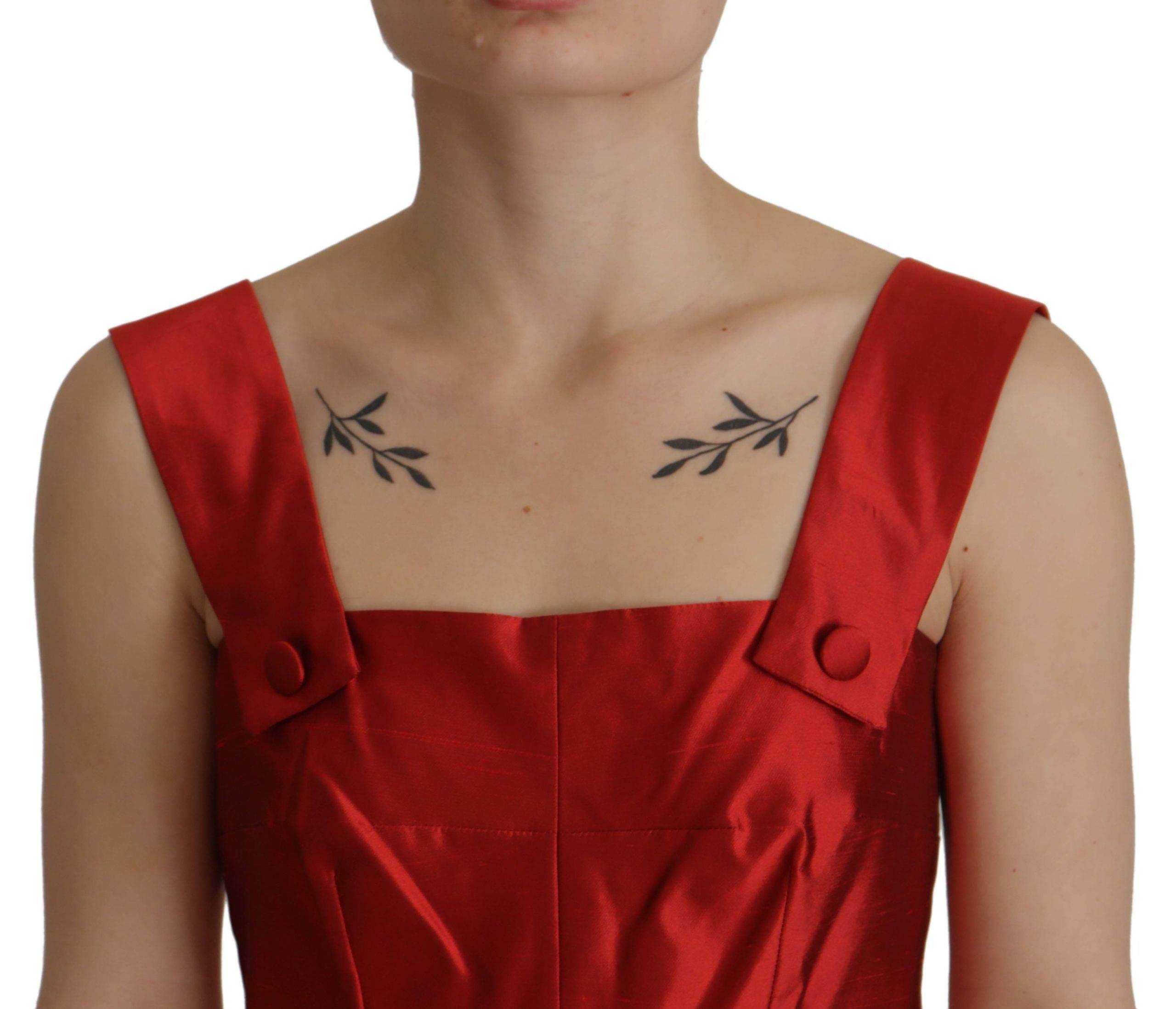 Dolce & Gabbana Radiant Red Silk A-Line Midi Dress - Hilstor