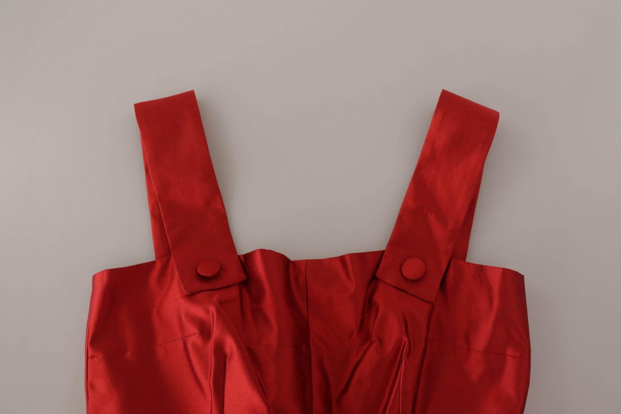 Dolce & Gabbana Radiant Red Silk A-Line Midi Dress - Hilstor