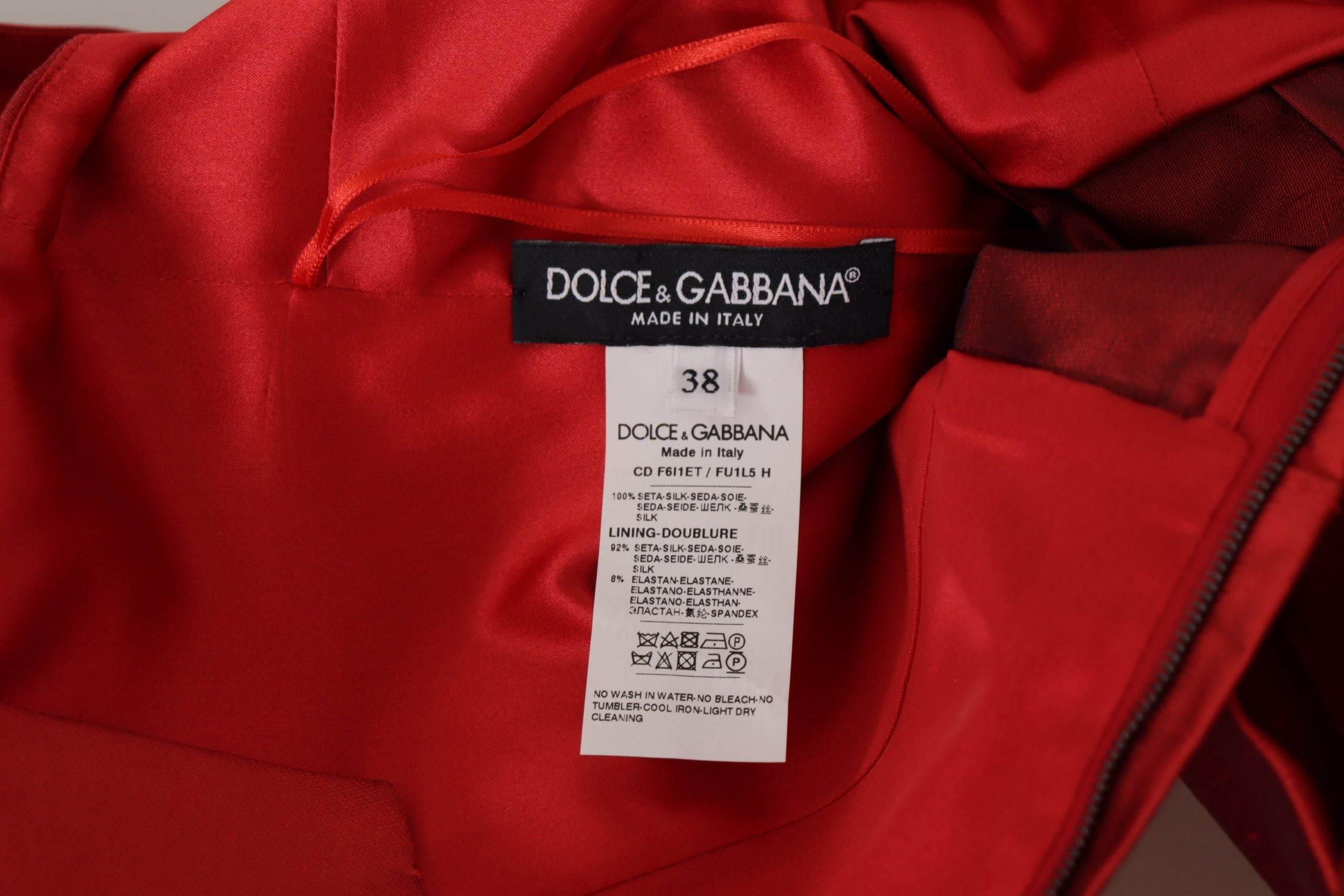 Dolce & Gabbana Radiant Red Silk A-Line Midi Dress - Hilstor