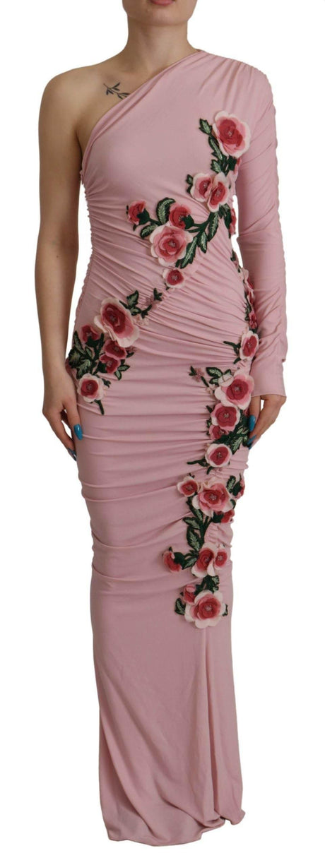 Dolce & Gabbana Elegant Pink One Shoulder Bodycon Dress - Hilstor