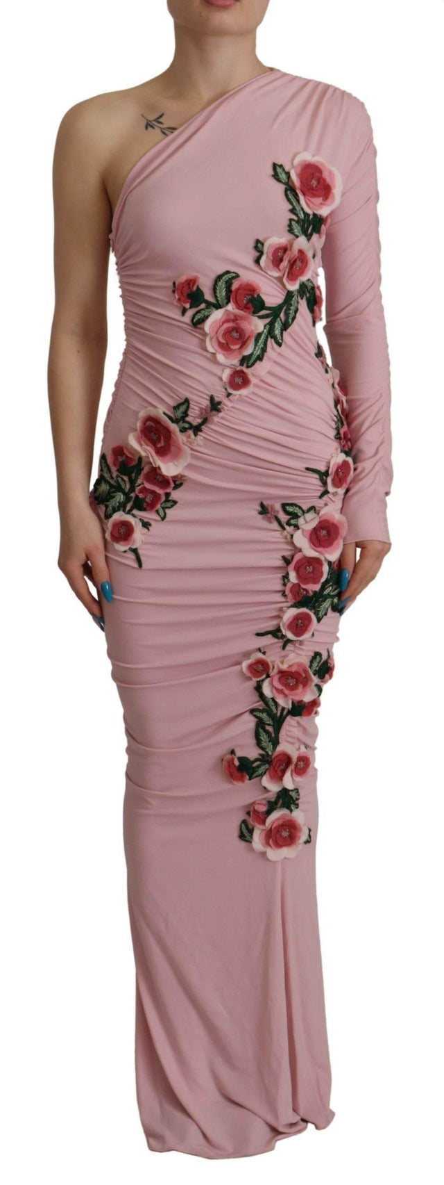 Dolce & Gabbana Elegant Pink One Shoulder Bodycon Dress - Hilstor