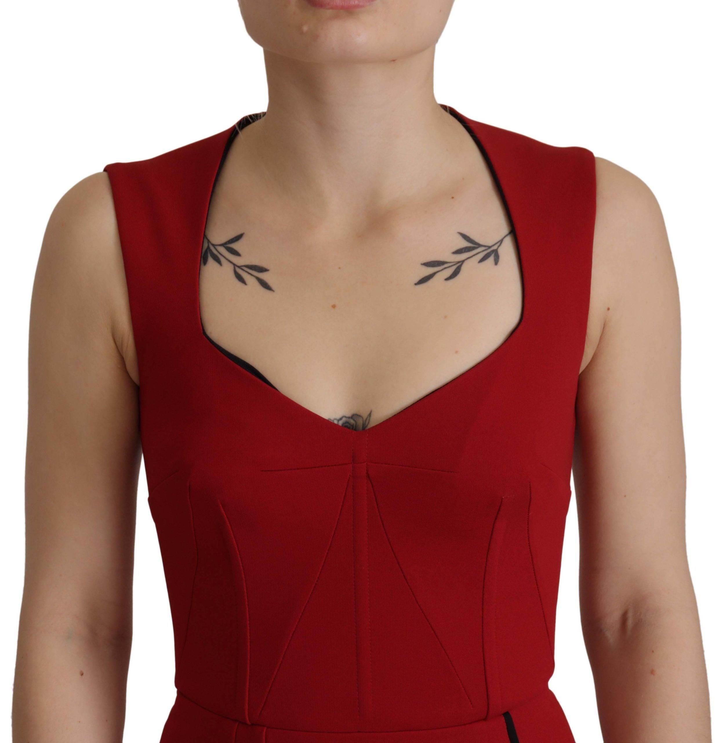 Dolce & Gabbana Elegant Red Bodycon Midi Dress - Hilstor