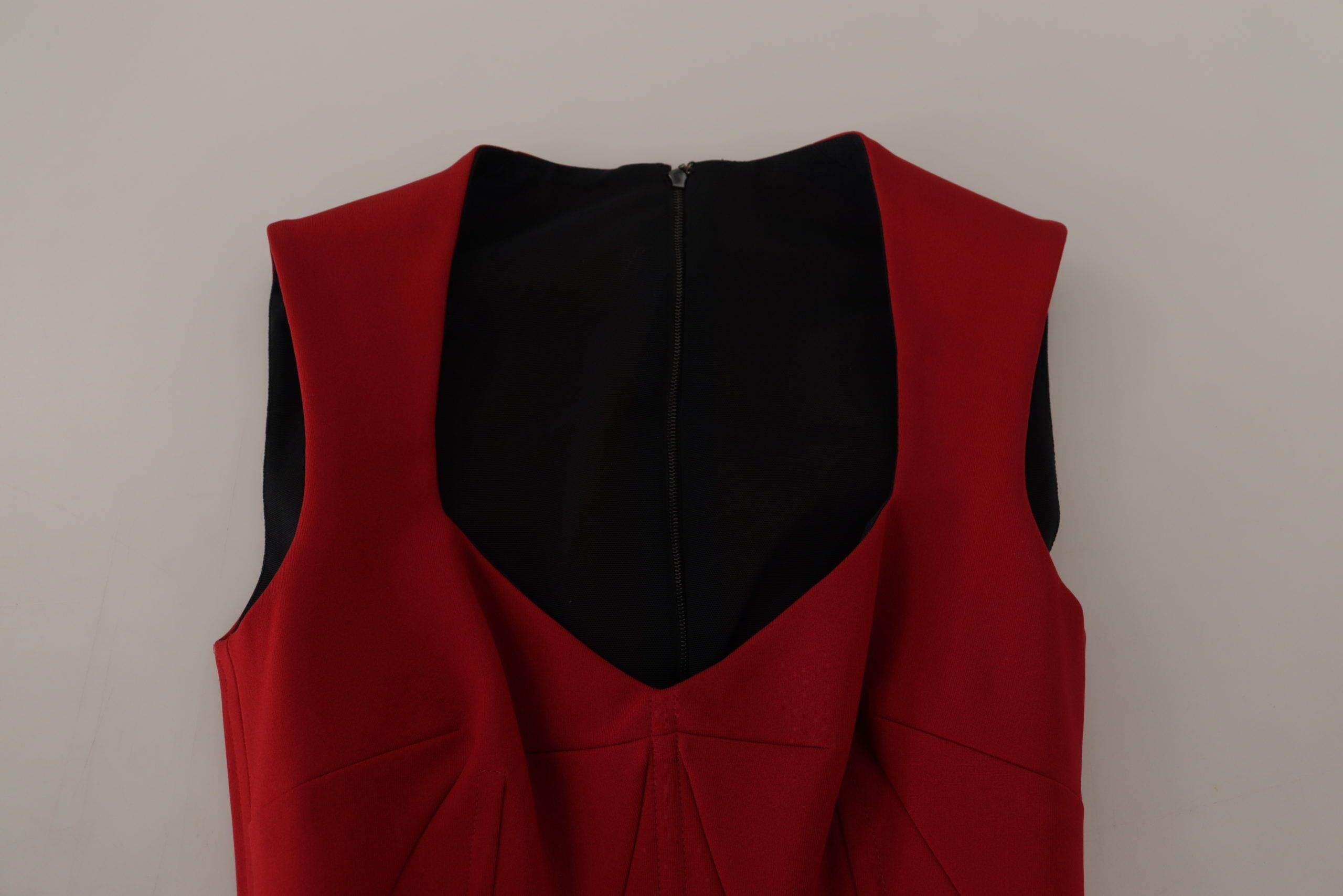Dolce & Gabbana Elegant Red Bodycon Midi Dress - Hilstor