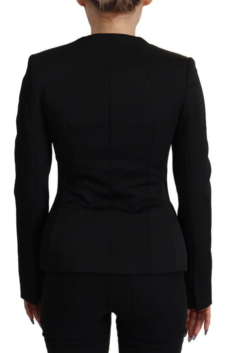 Dolce & Gabbana Black Slim Fit Long Sleeves Snap Jacket - Hilstor