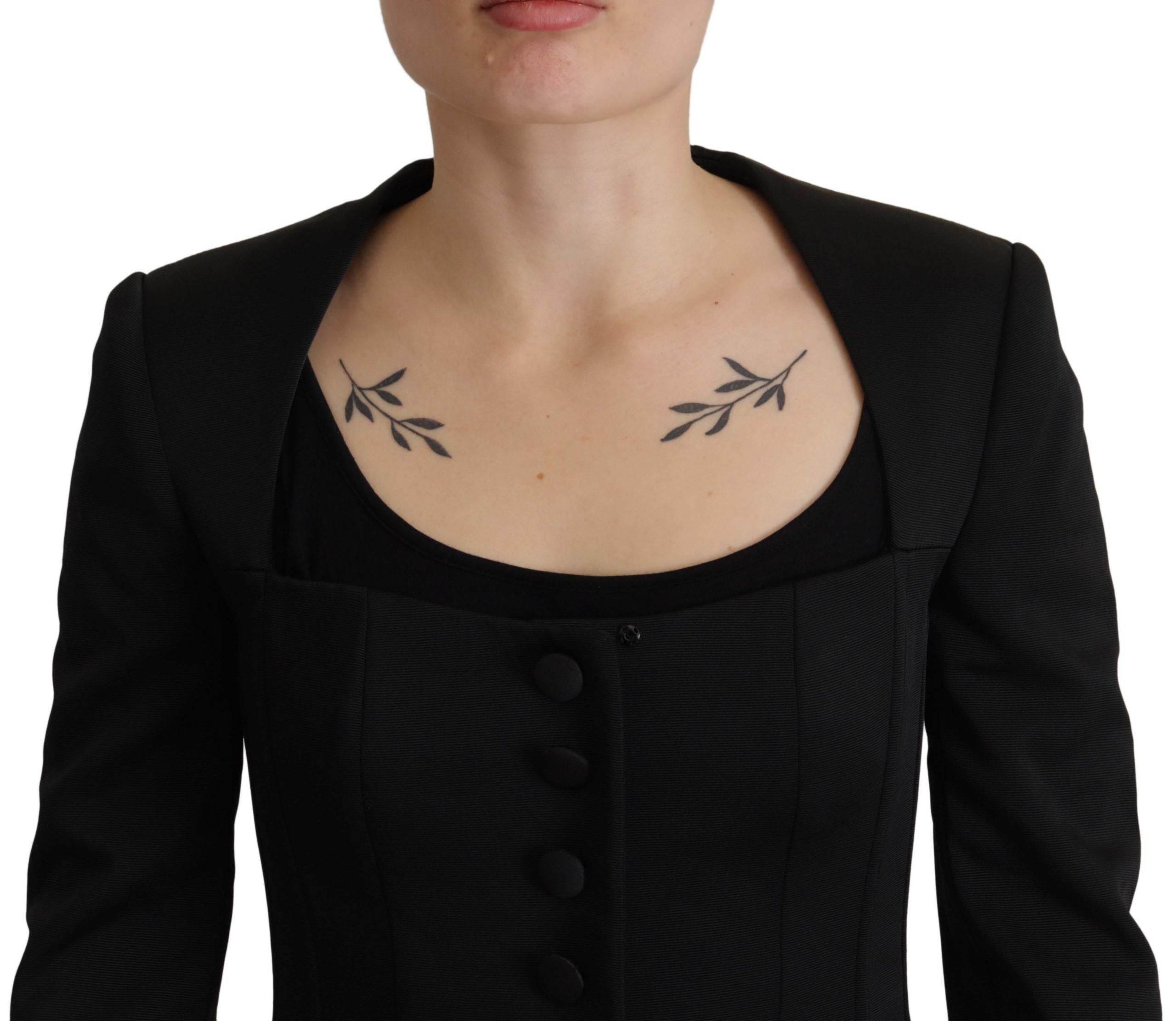 Dolce & Gabbana Black Slim Fit Long Sleeves Snap Jacket - Hilstor