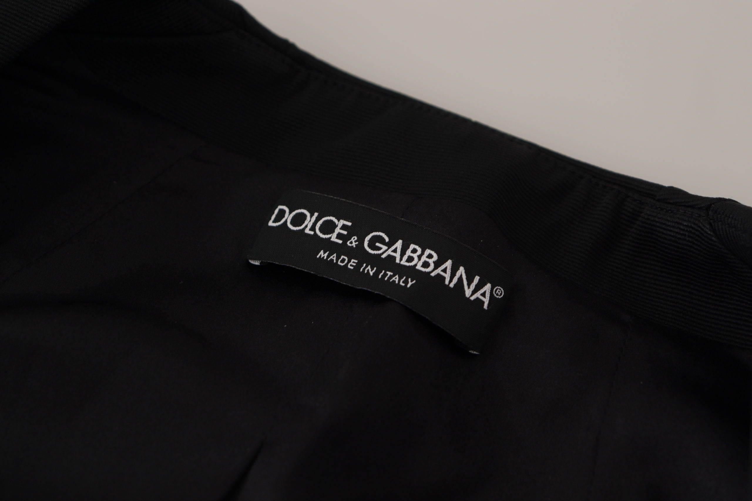 Dolce & Gabbana Black Slim Fit Long Sleeves Snap Jacket - Hilstor