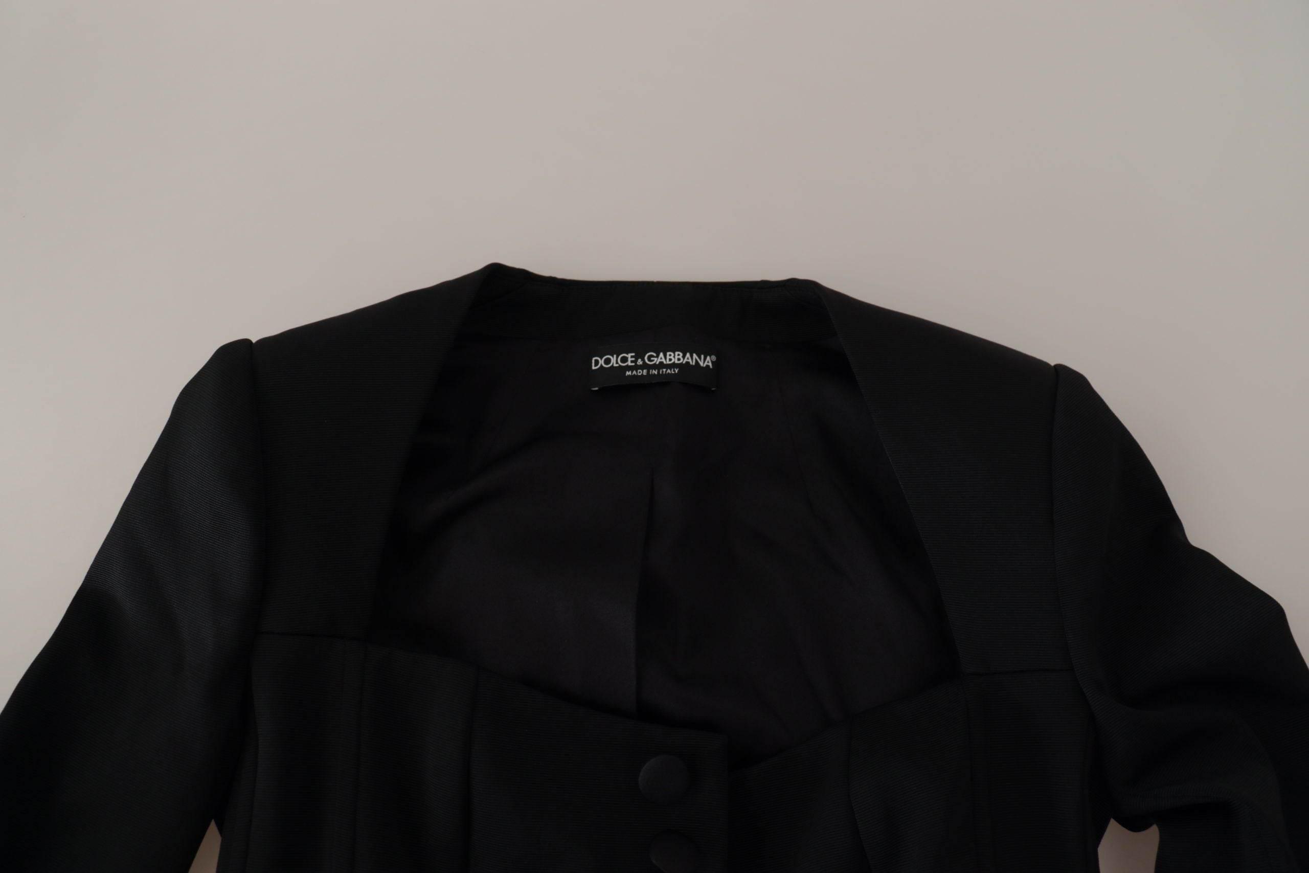 Dolce & Gabbana Black Slim Fit Long Sleeves Snap Jacket - Hilstor
