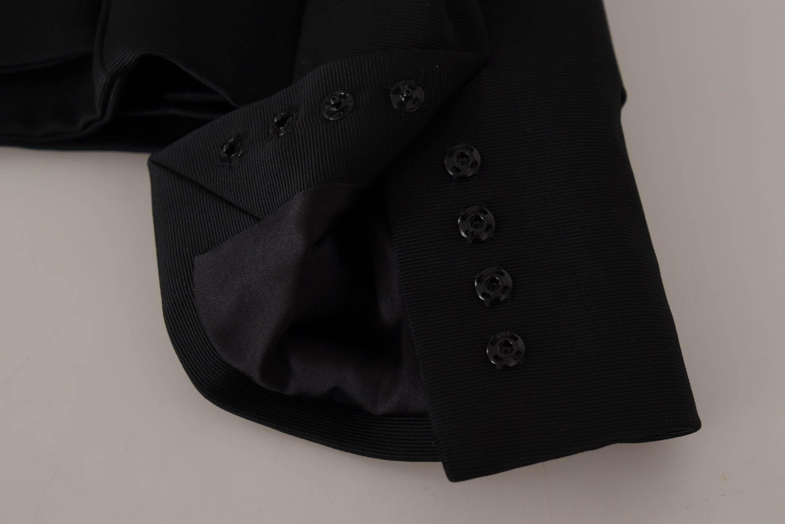 Dolce & Gabbana Black Slim Fit Long Sleeves Snap Jacket - Hilstor
