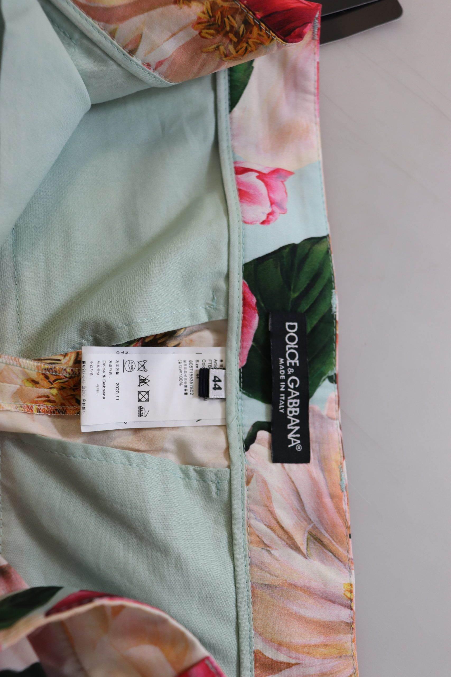 Dolce & Gabbana Multicolor Flora Printed High Waist Cropped Trouser Pants - Hilstor