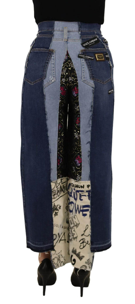 Dolce & Gabbana High-Waist Multicolor Wide-Cut Jeans - Hilstor