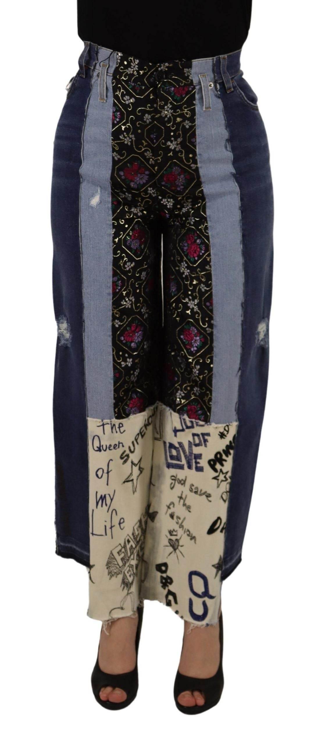 Dolce & Gabbana High-Waist Multicolor Wide-Cut Jeans - Hilstor