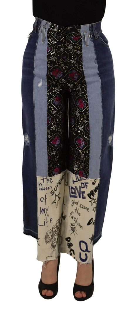 Dolce & Gabbana High-Waist Multicolor Wide-Cut Jeans - Hilstor