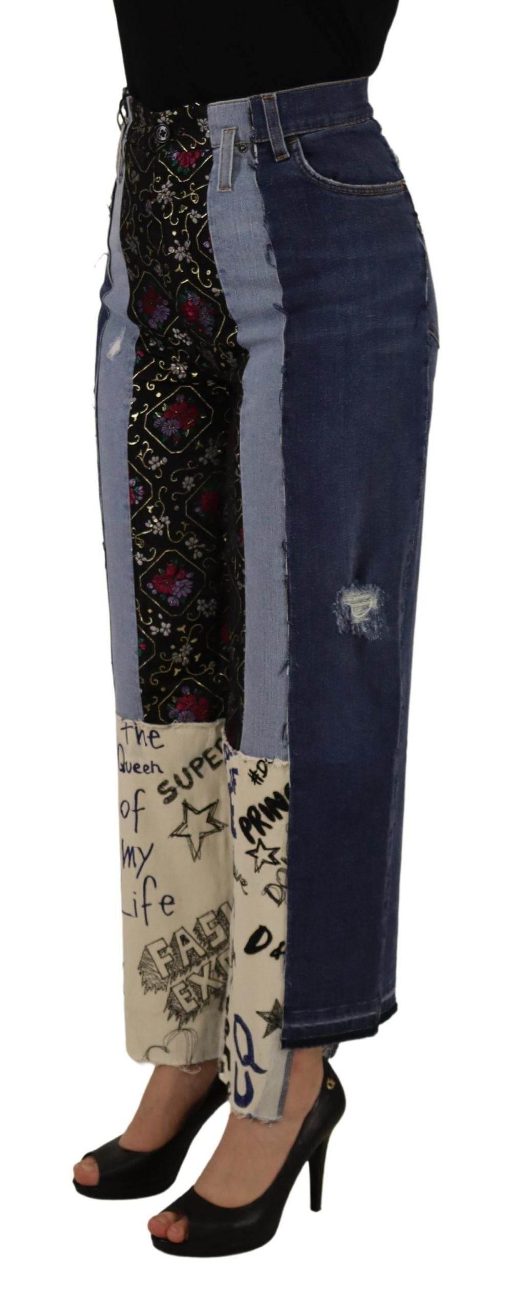 Dolce & Gabbana High-Waist Multicolor Wide-Cut Jeans - Hilstor