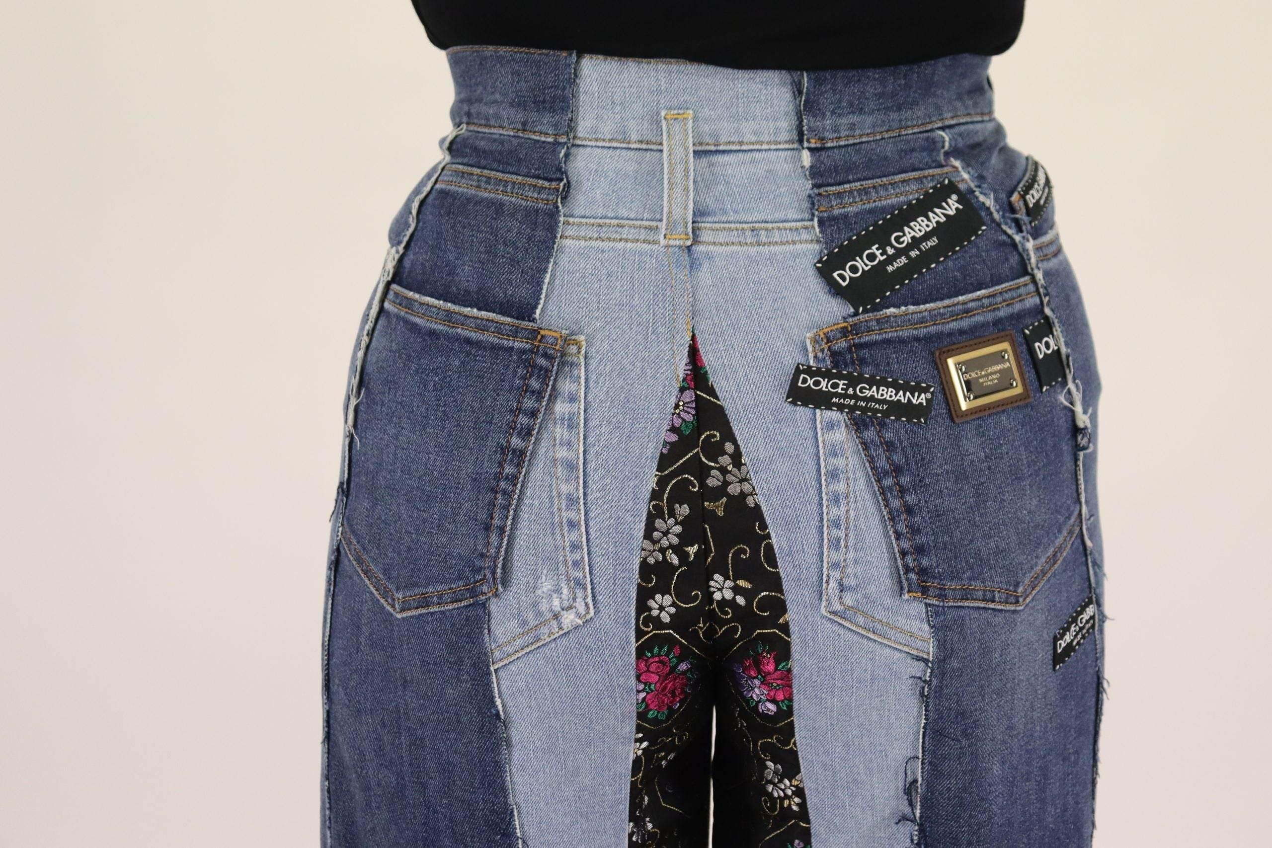 Dolce & Gabbana High-Waist Multicolor Wide-Cut Jeans - Hilstor