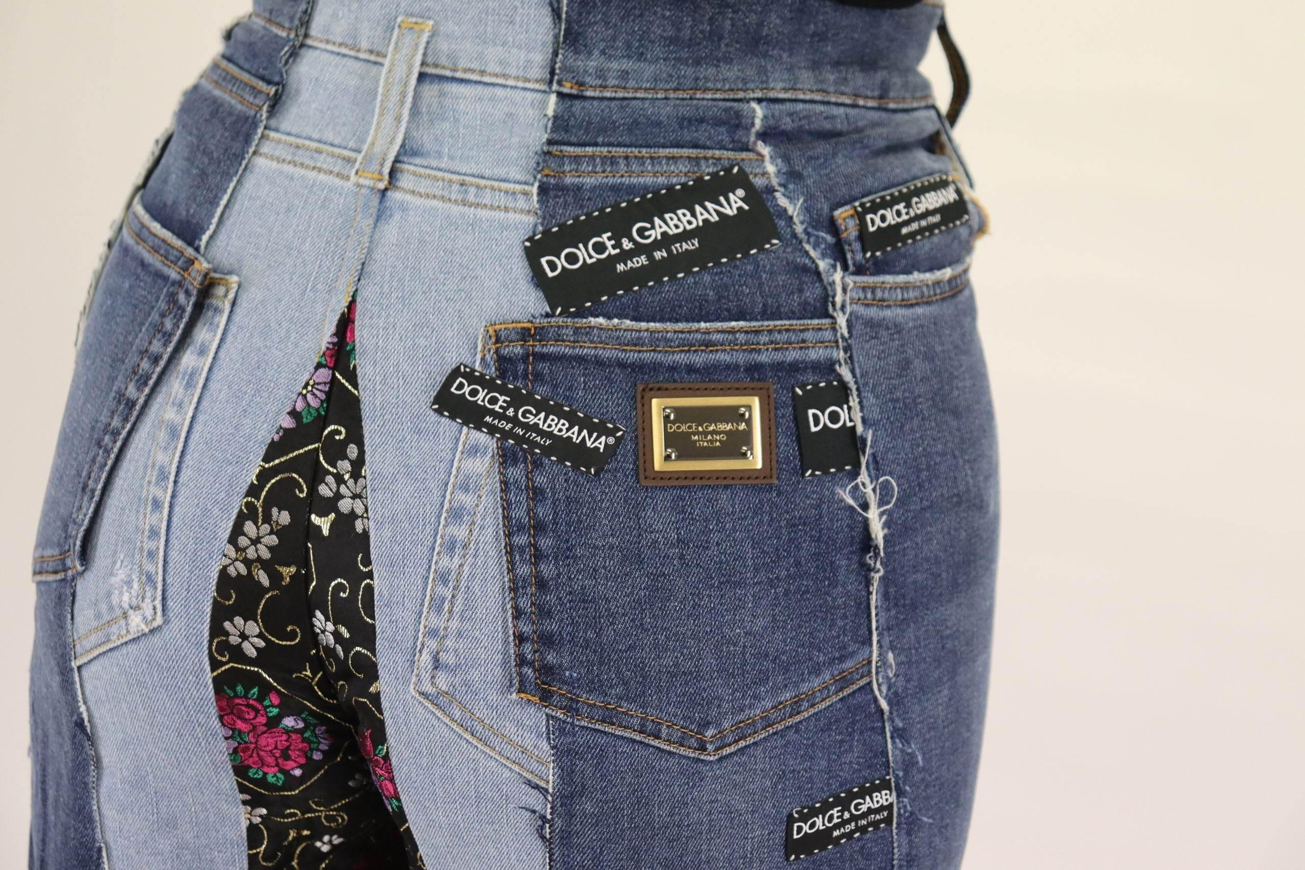 Dolce & Gabbana High-Waist Multicolor Wide-Cut Jeans - Hilstor